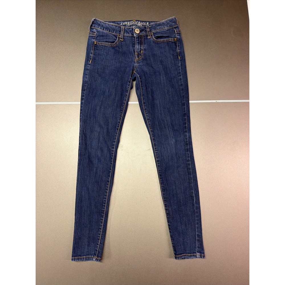 American Eagle Outfitters Womens Skinny y2k Jeans Dark Wash Stretch Denim Blue 2
